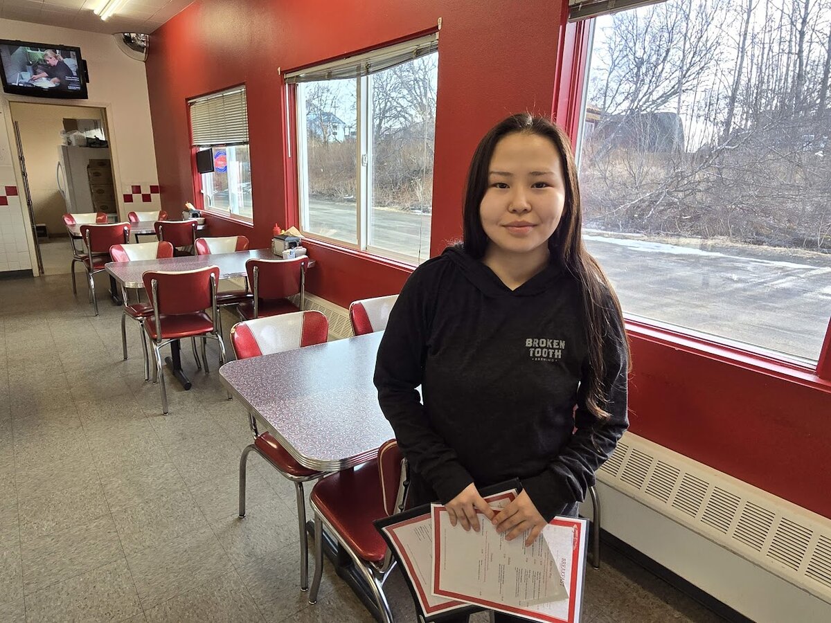 Friendly staff member at Bayside Diner